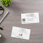 Marmorweiße Monogramm-Initialen Qr-Logo Visitenkarte