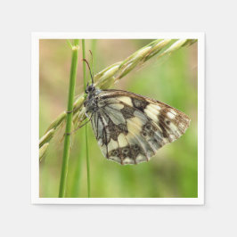 Marmorweißer Schmetterling auf Gras Serviette