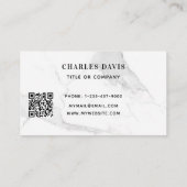 Marmorweißes, elegant-minimalistisches Qr-Logo Visitenkarte (Rückseite)