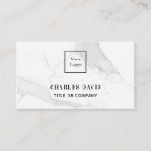 Marmorweißes, elegant-minimalistisches Qr-Logo Visitenkarte (Vorderseite)