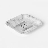 Marmorweißes schwarzes Firmenlogo Pappteller (Gewinkelt)