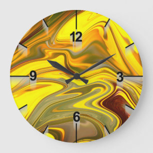 Marmorwellen Gelbes Digitalpapier-55448 Große Wanduhr
