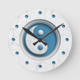 MarmorYin Yang Runde Wanduhr
