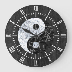 MarmorYin Yang Symbol Große Wanduhr