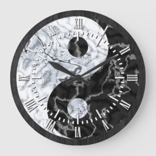 MarmorYin Yang Symbol Große Wanduhr