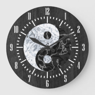 MarmorYin Yang Symbol Große Wanduhr
