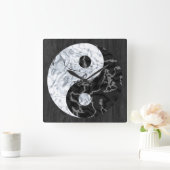 MarmorYin Yang Symbol Quadratische Wanduhr (Zuhause)