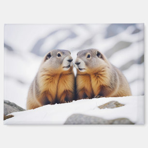 Marmot Animal Nature Zuneigung Gekümmert Magnet