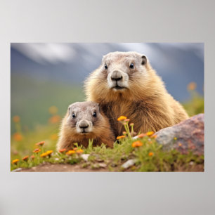 Marmot Animal Wild Beauty Freedom Wilderness Art Poster