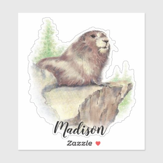 Marmot Groundhog Animal Individuelle Name Aufkleber (Blatt)