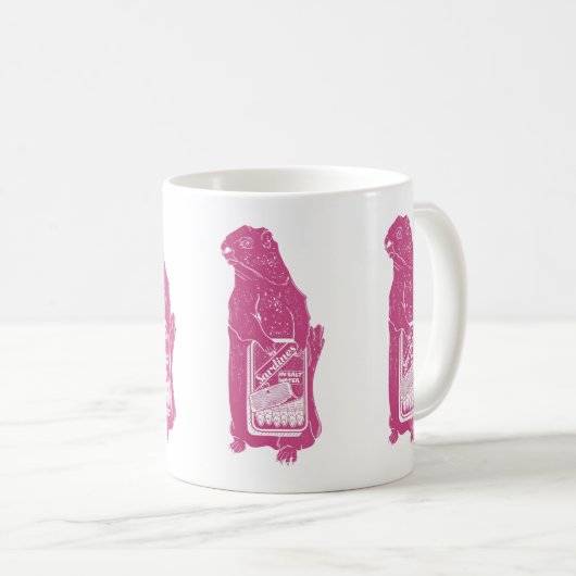Marmot Groundhog frisst Sardinen Kaffeetasse (VorderseiteRechts)