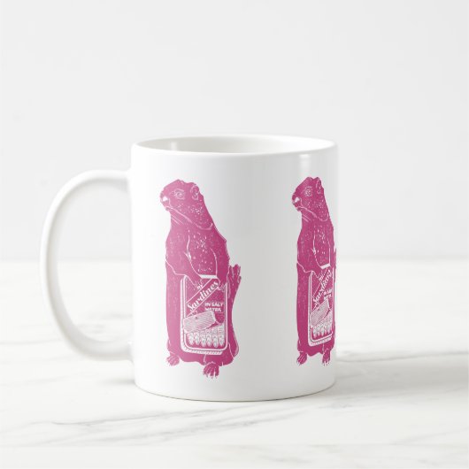 Marmot Groundhog frisst Sardinen Kaffeetasse (Links)