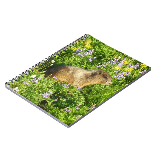 Marmot in den Wildblumen des Berges Rainier Notizblock (Linke Seite)