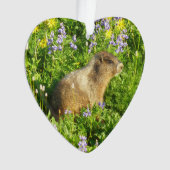 Marmot in den Wildblumen des Berges Rainier Ornament (Vorderseite)
