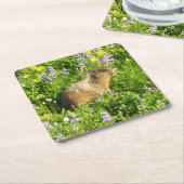 Marmot in den Wildblumen des Berges Rainier Rechteckiger Pappuntersetzer (angewinkelt)