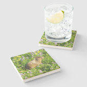 Marmot in den Wildblumen des Berges Rainier Steinuntersetzer (Seitenansicht)