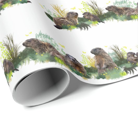 Marmot Meadow Wrapping Paper (Farbe auswählen) Geschenkpapier (Rolleneckpunkt)