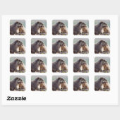 Marmot Mutter mit Baby Quadratischer Aufkleber (Blatt)