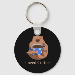 Marmot T-Shirt Ich brauche Kaffee - Lustige Kaffee Schlüsselanhänger