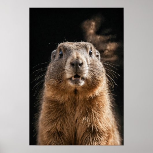 Marmot Wild Animal Elegantes Dramatisches Nebelpor Poster (Vorne)