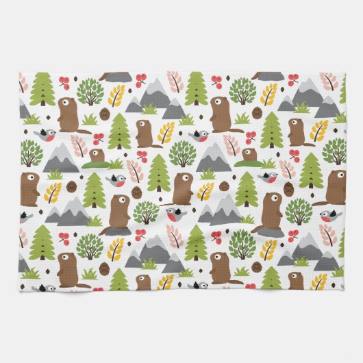 Marmots auf einem Bergglade Geschirrtuch (Horizontal)