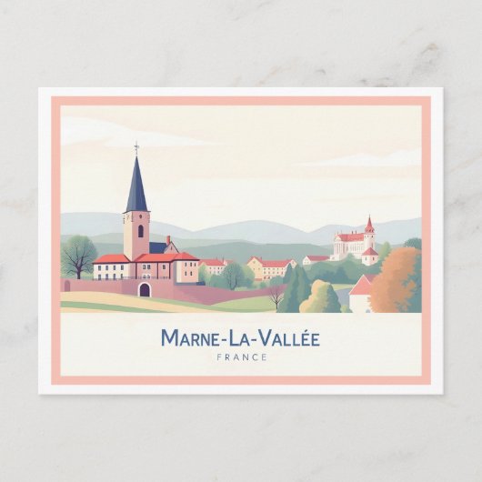 Marne-La-Vallée Frankreich Pastel Travel Postkarte (Vorderseite)