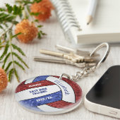 Maroblau personalisierte Mannschaftsfarben Volleyb Schlüsselanhänger (Vorderseite rechts)