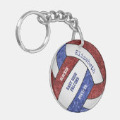 Maroblau personalisierte Mannschaftsfarben Volleyb Schlüsselanhänger (Vorderseite links)