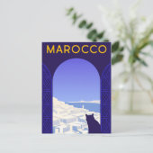 *~* Marocco Marokko Postcard Cat Window Ledge Blue Postkarte (Stehend Vorderseite)