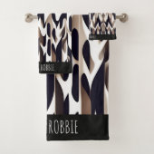 Marocco Triangle Geometric Brown Gray Pattern Badhandtuch Set (Insitu)