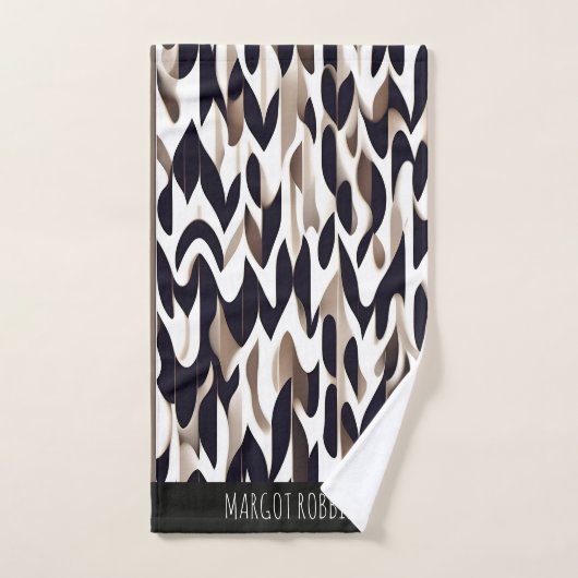 Marocco Triangle Geometric Brown Gray Pattern Badhandtuch Set (Handtuch)