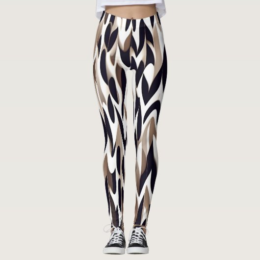 Marocco Triangle Geometric Brown Gray Pattern Leggings (Vorderseite)