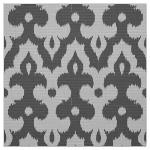 Marokkaner Ikat Damast-Muster, Schatten des Graus Stoff