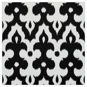 Marokkaner Ikat Damast-Muster, Schwarzweiss Stoff