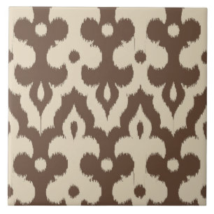 Marokkaner Ikat Damast-Muster, Taupe und Beige Fliese