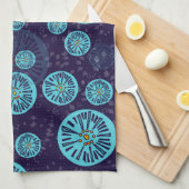 Marokkaner Moonflower Entwurfs-Teetuchblau Handtuch (Viertel Falte)