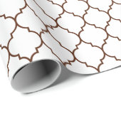 Marokkaner Quatrefoil Brown auf weißem Packpapier (Rolleneckpunkt)