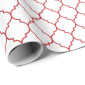 Marokkaner Quatrefoil dunkelrot auf Weiß Geschenkpapier (Rolleneckpunkt)