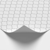 Marokkaner Quatrefoil Grau auf weißem Packpapier (Ecke)