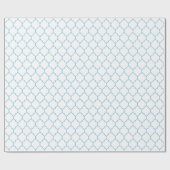 Marokkaner Quatrefoil hellblau auf Weiß Geschenkpapier (Flach)