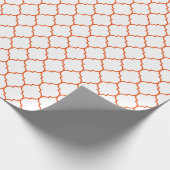 Marokkaner Quatrefoil Leuchtorange auf Weiß Geschenkpapier (Ecke)