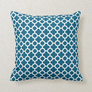 Marokkaner Quatrefoil Muster in aquamarinem Kissen