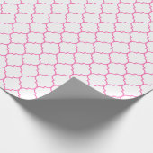 Marokkaner Quatrefoil Rosa auf weißem Packpapier (Ecke)