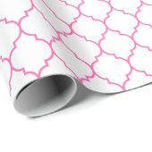 Marokkaner Quatrefoil Rosa auf weißem Packpapier (Rolleneckpunkt)