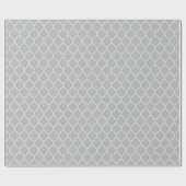 Marokkaner Quatrefoil Weiß auf grauem Packpapier (Flach)