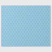 Marokkaner Quatrefoil Weiß auf hellblauem Geschenkpapier (Flach)