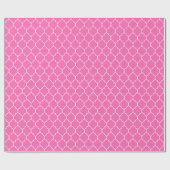 Marokkaner Quatrefoil Weiß auf rosa Packpapier (Flach)