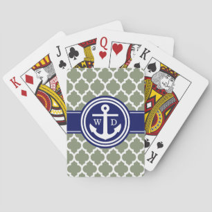 Marokkanisch #5 Anker Navy Blau 2 Initialen Spielkarten