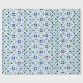 marokkanisch-blaues Fliesenmuster Geschenkpapier (Flach)