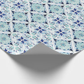 marokkanisch-blaues Fliesenmuster Geschenkpapier (Ecke)